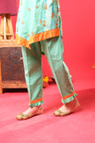 Kids Summer Clothes | Turquoise Green & Multicolor | Casul Plus 3 Piece suit | Cotton Gold Printed Lawn | KBD-03208