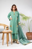 Women Eid Dress | Light Green & Gold | Casual Plus 3 Piece Suit | Cotton Foil Printed | LBD-03395
