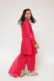 Kids Eid Dress | Shocking Pink & Multicolor | Casual 3 Piece Suit | Cotton Plain Embroidery | KAD-03426