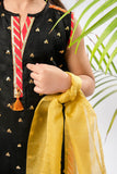 Kids formal clothes | Black & Multicolor | Formal 3 Piece Suit | Viscose Raw Silk | KDD-03280