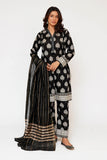 Women Eid Dress | Black & Fawn | Casual 3 Piece Suit | Cotton Lawn Print | LAD-03464