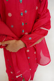 Kids Eid Dress | Shocking Pink & Multicolor | Casual 3 Piece Suit | Cotton Plain Embroidery | KAD-03426