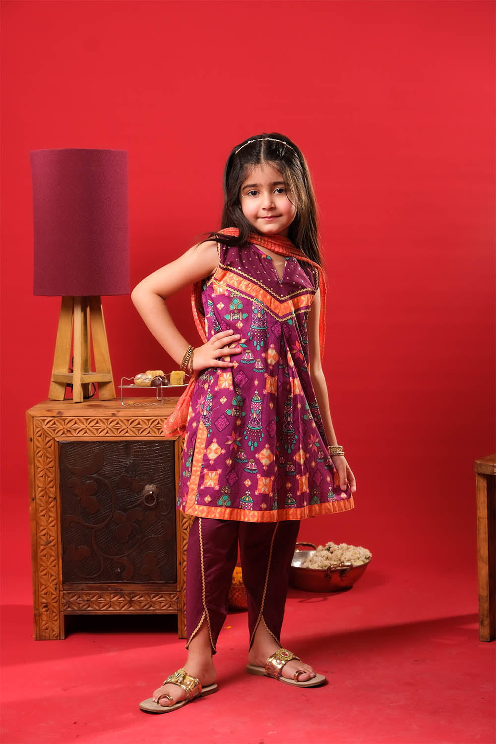 Kids Eid Dress | Magenta & Multicolor | Casul Plus 3 Piece suit | Cott SENORITA Kids Eid Dress | Magenta & Multicolor | Casul Plus 3 Piece suit | Cott SENORITA