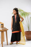 Kids formal clothes | Black & Multicolor | Formal 3 Piece Suit | Viscose Raw Silk | KDD-03280
