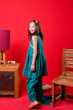 Kids Eid Dress | Turquois Blue & Gold | Casual Plus 3 Piece Suit | Cotton Plain | KBD-03328