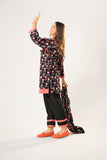 Girls winter clothes | Black & Multicolor | Casual 3 Piece Suit  | Cotton Khaddar Printed | GAD-03201