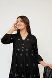 Girls Eid Dress | Black  | Casual 3 Piece Suit  | Cotton Monochrome Embroidery | GAD-03446