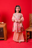 Kids formal clothes | Peach & Multicolor | Formal 3 Piece Suit | Polyester Tussar Silk with Digital print | KDD-03226