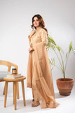 Women Eid Dress | Fawn & Gold | Casual Plus 3 Piece Suit | Cotton Foil Printed | LBD-03393