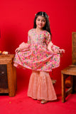 Kids formal clothes | Peach & Multicolor | Formal 3 Piece Suit | Polyester Tussar Silk with Digital print | KDD-03226
