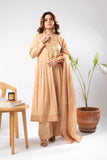 Women Eid Dress | Fawn & Gold | Casual Plus 3 Piece Suit | Cotton Foil Printed | LBD-03393