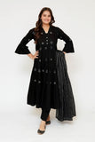 Girls Eid Dress | Black  | Casual 3 Piece Suit  | Cotton Monochrome Embroidery | GAD-03446