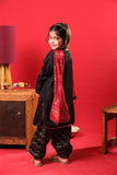 Kids formal clothes | Black & Gold | Formal 3 Piece Suit | Viscose Raw-Silk | KDD-03246