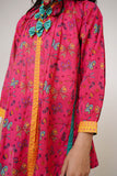 Kids Casual Top | S.Pink & Multicolor | Casual Fusion Top  | Cotton Lawn Printed | KAA-03490