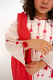 Kids Casual Dress | Off White & Multicolor | Casual 3 Piece Suit | Cotton Plain Embroidery | KAD-03425