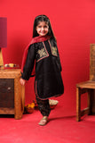Kids formal clothes | Black & Gold | Formal 3 Piece Suit | Viscose Raw-Silk | KDD-03246