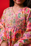 Kids formal clothes | Peach & Multicolor | Formal 3 Piece Suit | Polyester Tussar Silk with Digital print | KDD-03226
