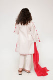 Kids Casual Dress | Off White & Multicolor | Casual 3 Piece Suit | Cotton Plain Embroidery | KAD-03425