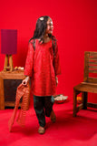 Kids formal clothes | Red & T.Green | Formal 3 Piece Suit | Viscose Raw-Silk | KDD-03248