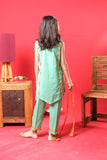 Kids Summer Clothes | Turquoise Green & Multicolor | Casul Plus 3 Piece suit | Cotton Gold Printed Lawn | KBD-03208