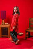 Kids formal clothes | Red & T.Green | Formal 3 Piece Suit | Viscose Raw-Silk | KDD-03248