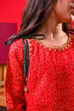 Kids formal clothes | Red & T.Green | Formal 3 Piece Suit | Viscose Raw-Silk | KDD-03248
