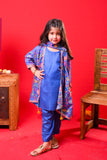 Kids formal clothes | Blue & Multicolor | Formal 3 Piece Suit | Polyester Tussar Silk with Digital print | KDD-03227