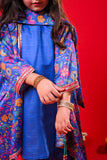 Kids formal clothes | Blue & Multicolor | Formal 3 Piece Suit | Polyester Tussar Silk with Digital print | KDD-03227