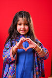 Kids formal clothes | Blue & Multicolor | Formal 3 Piece Suit | Polyester Tussar Silk with Digital print | KDD-03227