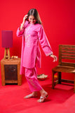 Girls Casual Dress | Tea Pink & Multicolor | Casual Plus 3 Piece Suit  | Cotton Self Dobby | GBD-03372