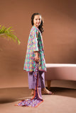 Kids Eid Dress | Purple & Multicolor | Casual 3 Piece Suit | Cotton Lawn Printed | KAD-03320