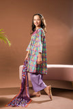 Kids Eid Dress | Purple & Multicolor | Casual 3 Piece Suit | Cotton Lawn Printed | KAD-03320