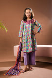 Kids Eid Dress | Purple & Multicolor | Casual 3 Piece Suit | Cotton Lawn Printed | KAD-03320