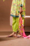 Kids Eid Dress | Perrot Green & Multicolor | Casual 3 Piece Suit | Cotton Lawn Printed | KAD-03336