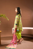 Kids Eid Dress | Perrot Green & Multicolor | Casual 3 Piece Suit | Cotton Lawn Printed | KAD-03336