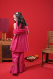 Kids Eid Dress | Shocking Pink & Gold | Casual Plus 3 Piece Suit | Cotton Gold Foil Printed | KBD-03367