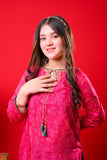 Girls formal clothes | Shocking Pink & T.Green | Formal 3 Piece Suit  | Viscose Raw Silk | GDD-03295