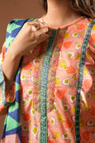 Girls Eid Dress | Peach & Multicolor | Casual 3 Piece Suit | Cotton Lawn Printed | GAD-03362
