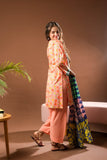 Girls Eid Dress | Peach & Multicolor | Casual 3 Piece Suit | Cotton Lawn Printed | GAD-03362