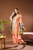 Girls Eid Dress | Peach & Multicolor | Casual 3 Piece Suit | Cotton Lawn Printed | GAD-03362