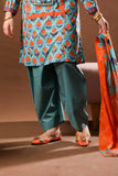 Girls Eid Dress | Sea Green & Multicolor | Casual 3 Piece Suit | Cotton Lawn Printed | GAD-03363