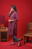 Girls Eid Dress | Maroon & Multicolor | Casual Kurta  | Cotton Lawn Printed | GAA-03271