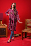 Girls Eid Dress | Maroon & Multicolor | Casual Kurta  | Cotton Lawn Printed | GAA-03271