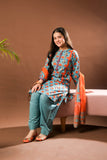 Girls Eid Dress | Sea Green & Multicolor | Casual 3 Piece Suit | Cotton Lawn Printed | GAD-03363