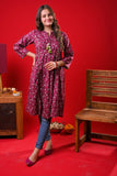 Girls Eid Dress | Maroon & Multicolor | Casual Kurta  | Cotton Lawn Printed | GAA-03271