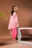 Kids Eid Dress | Pink & Multicolor | Casual 3 Piece Suit | Cotton Lawn Printed | KAD-03335