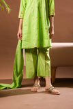Kids Eid Dress | Perot Green & Gold | Casual Plus 3 Piece Suit | Cotton Self Dobby | KBD-03370