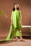 Kids Eid Dress | Perot Green & Gold | Casual Plus 3 Piece Suit | Cotton Self Dobby | KBD-03370