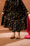 Kids Eid Dress | Black & Multicolor | Casual Plus 3 Piece Suit | Cotton Glitter Printed | KBD-03387