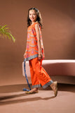 Kids Eid Dress | Orange & Multicolor | Casual Plus 3 Piece Suit | Cotton Lawn Gold Printed | KBD-03182